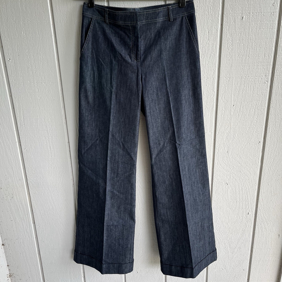 St. John Pre Fall 2012 Wide Leg Denim Trousers Slacks Size 6 - Picture 1 of 9